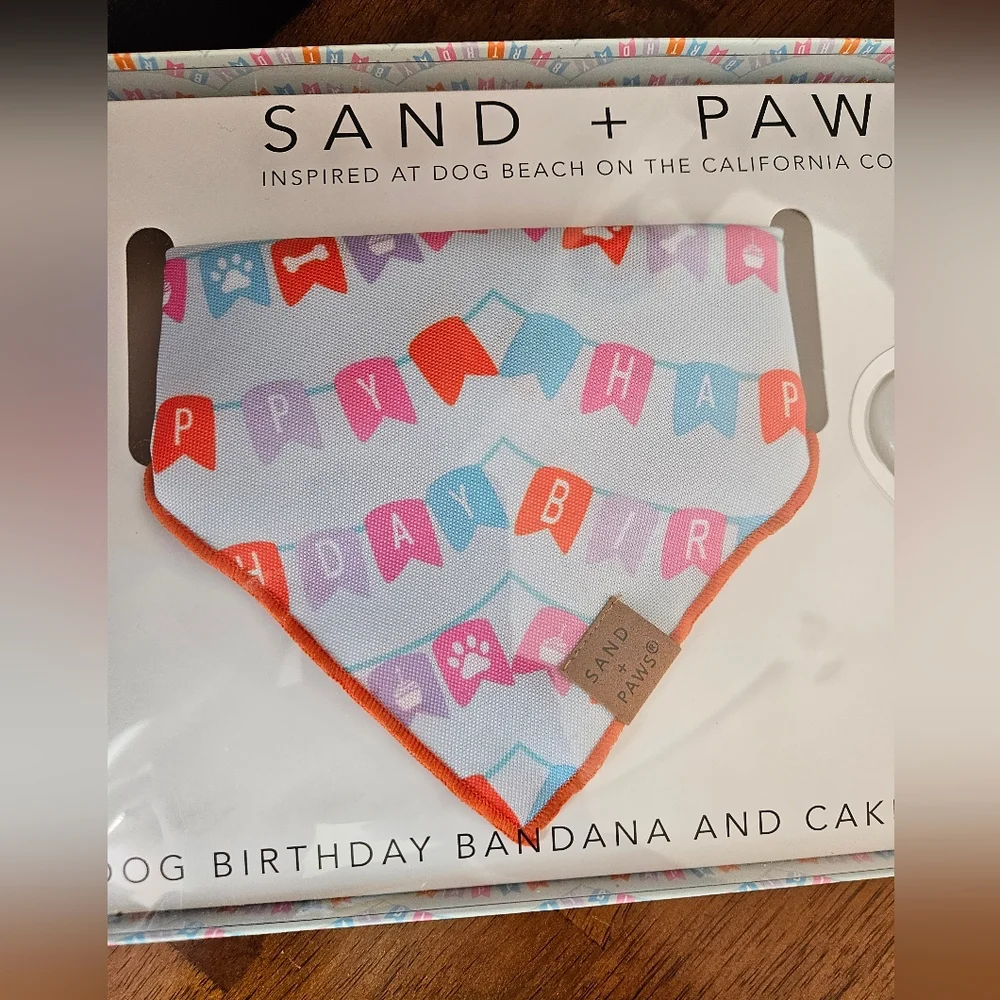 Birthday Bandana and Candle Set - White and Orange